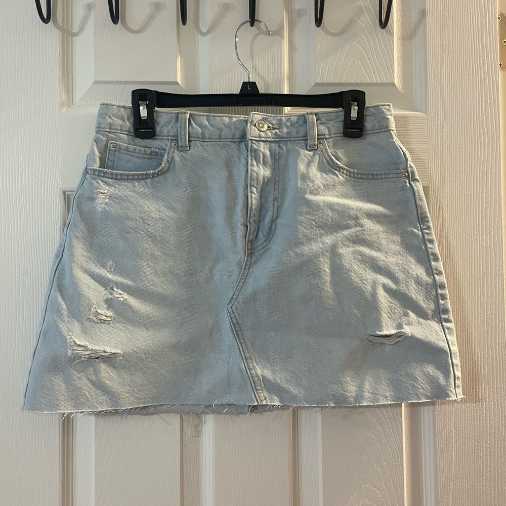 ZARA light wash denim skirt
